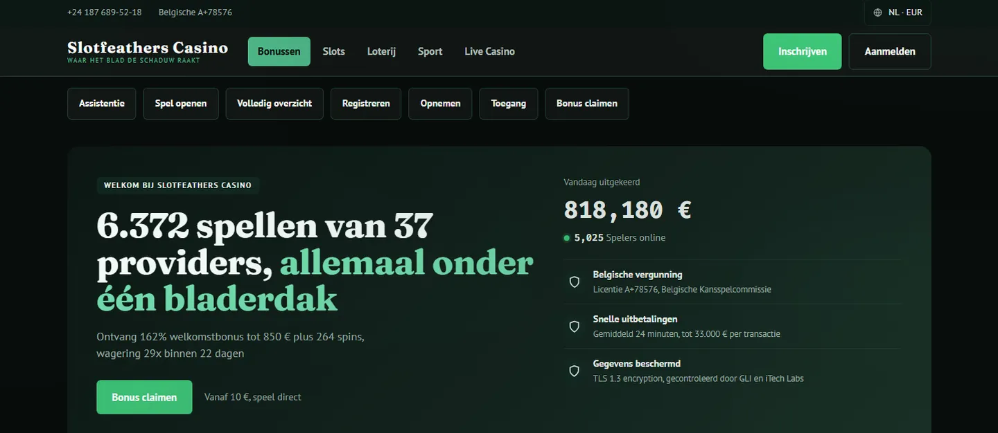 Slotfeathers Casino — 162% fino a 850 €
